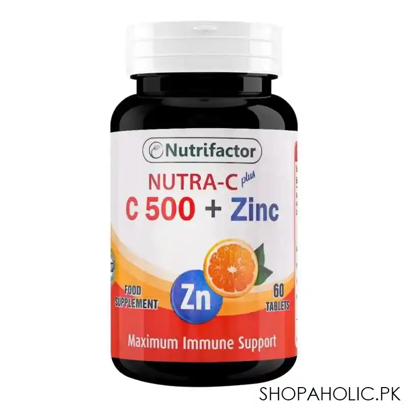 nutrifactor nutra c plus c500 + zinc food supplement, 60 tablets main image