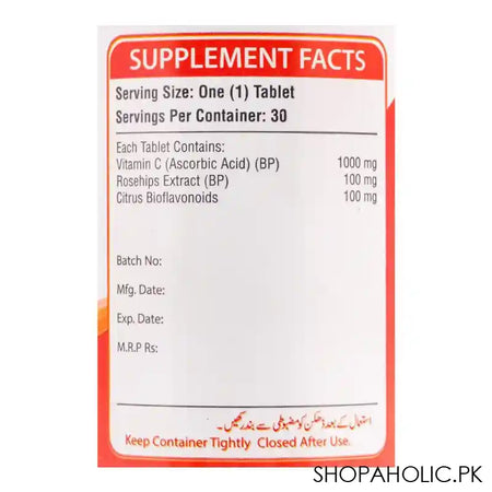 Nutrifactor Nutri-C 1000 Food Supplement, 30 Tablets - Image 2