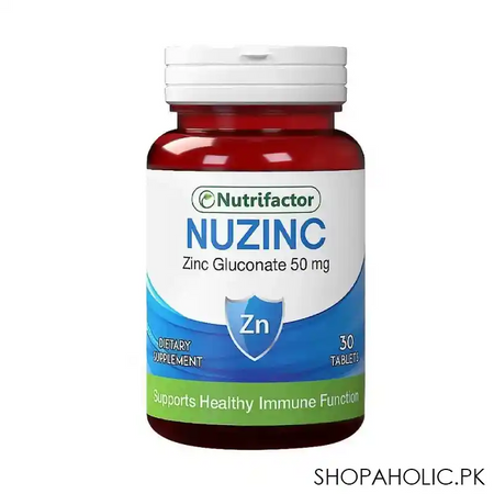 nutrifactor nuzinc zinc gluconate 50mg food supplement, 30 tablets main image