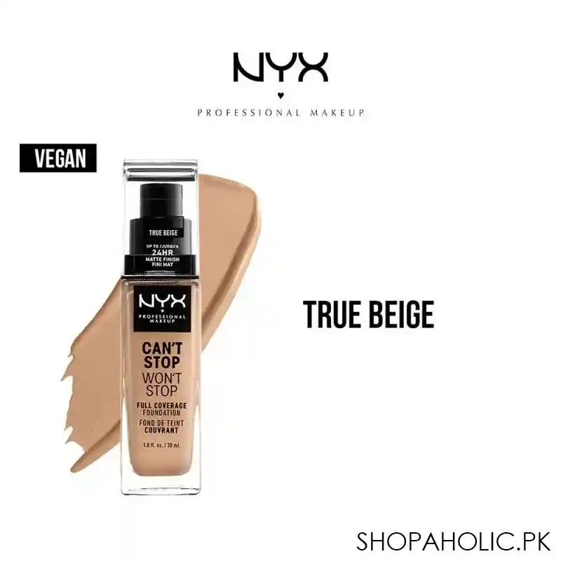 nyx can't stop won't stop 24hr full coverage foundation, true beige main image