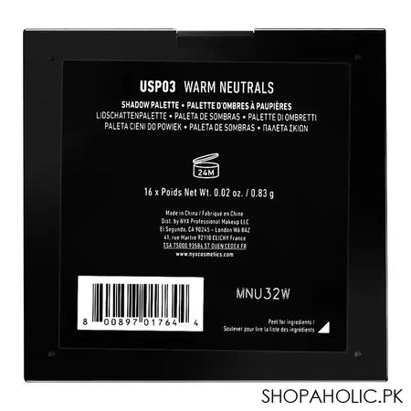NYX Ultimate Eyeshadow Palette, USP03, Warm Neutrals - Image 2
