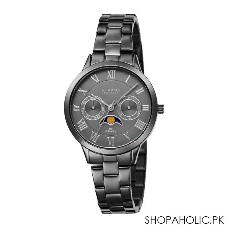 obaku men's strand grey round dial with bracelet chronograph watch, s728lmuusu main image