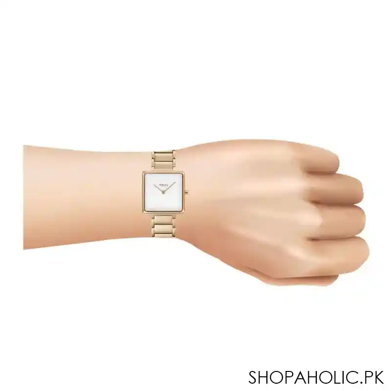 obaku women's denmark white square dial with golden bracelet analog watch, v259lxvisv image2