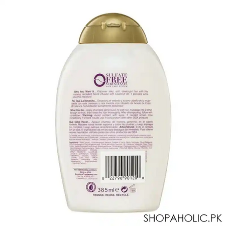 ogx damage remedy + miracle oil shampoo, sulfate free, 385ml image2