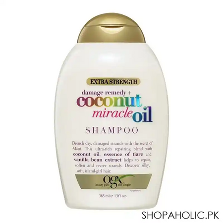 ogx damage remedy + miracle oil shampoo, sulfate free, 385ml main image
