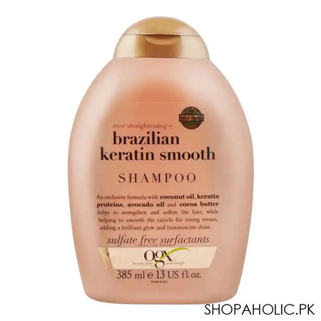 OGX ever Straightening + Brazilian Keratin Smooth Shampoo Helps To Strengthen & Soften Hair 385ml - Main Image