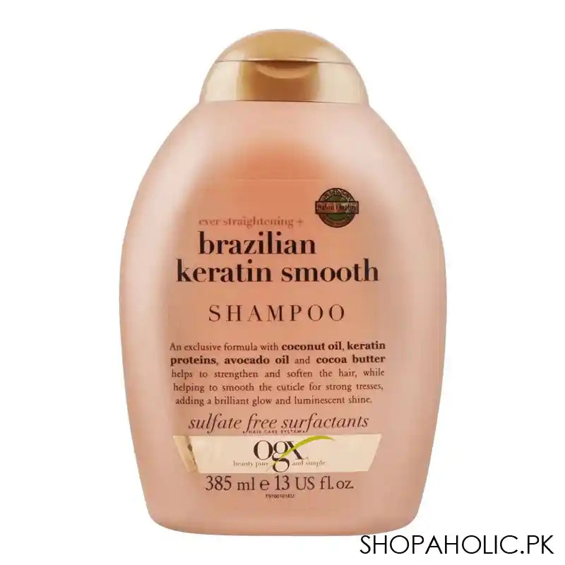OGX ever Straightening + Brazilian Keratin Smooth Shampoo Helps To Strengthen & Soften Hair 385ml - Main Image