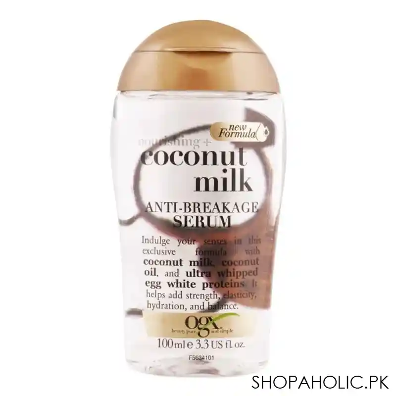 ogx nourishing+coconut milk anti breakage serum, 110ml main image