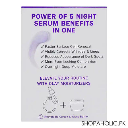 Olay 5in1 Benefit Night Repair Super Serum With Niacinamide, Glycerin, Peptide, Salicylic & Lactic Acid, 30ml - Image 2