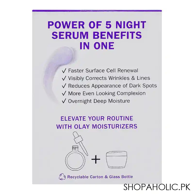 Olay 5in1 Benefit Night Repair Super Serum With Niacinamide, Glycerin, Peptide, Salicylic & Lactic Acid, 30ml - Image 2