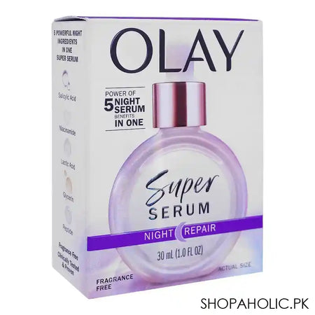 Olay 5in1 Benefit Night Repair Super Serum With Niacinamide, Glycerin, Peptide, Salicylic & Lactic Acid, 30ml - Image 4