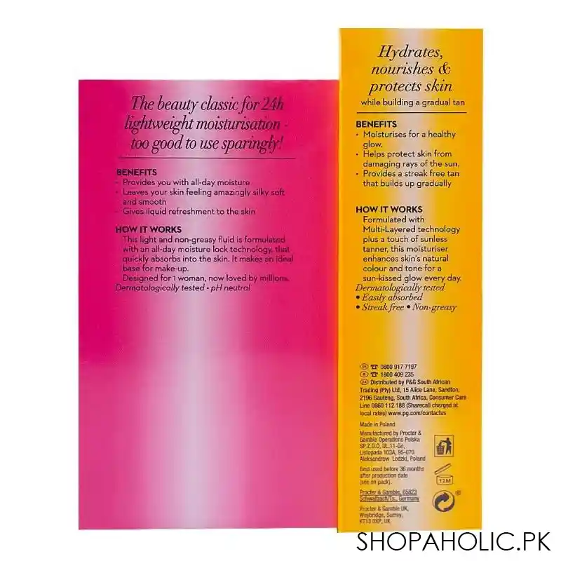 olay beauty fluid moisturiser face & body fluid 100ml + moisturising cream spf15, offer pack image2