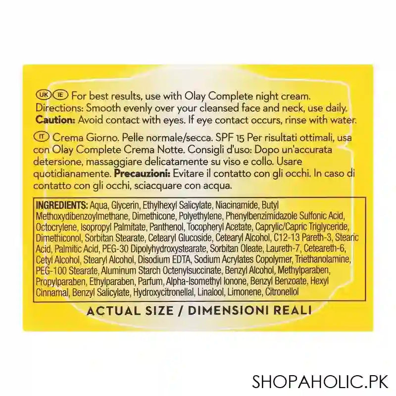 Olay Complete Normal/Dry SPF 15 Day Cream, Hydrates, Nourishes & Protects Skin, 50ml - Image 4