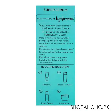 olay luminous niacinamide + hyaluronic super serum, 30ml image2