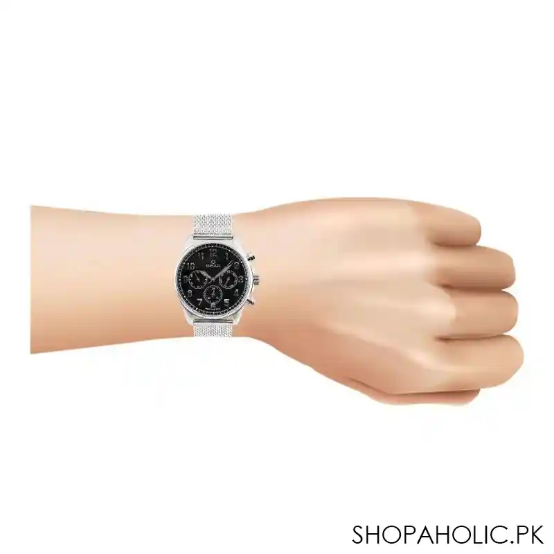 omax men's black round dial with chrome bracelet chronograph watch, vc05p26i image2