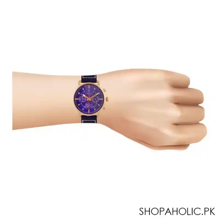 omax men's blue dial & navy blue strap chronograph watch, 82smm blue image2