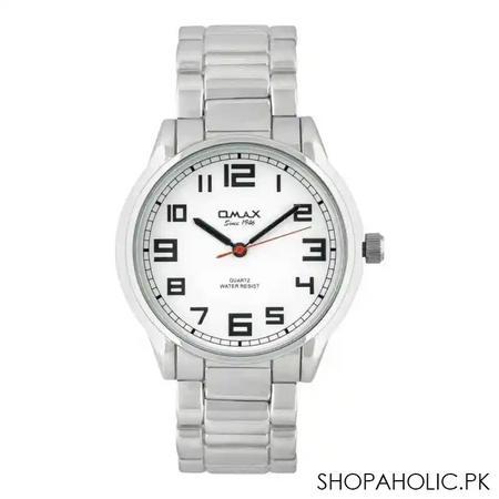 omax men's chrome round dial & bracelet analog watch, hbj973ph12 main image