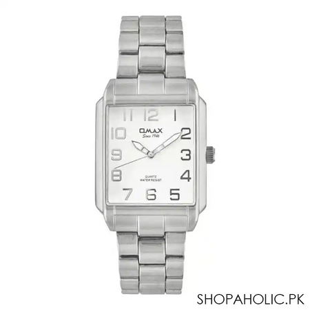 omax men's chrome square dial with bracelet analog watch, hbj923ph13 main image