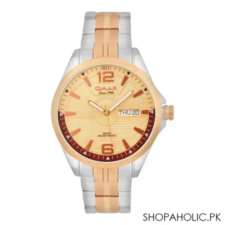 omax men's desire water resist two tone round dial & bracelet analog watch, gx48c8ci main image