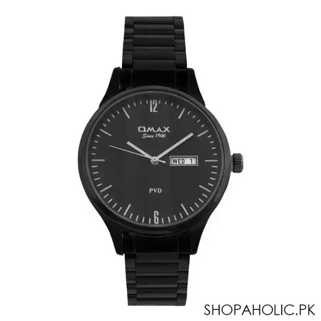 omax men's pvd black round dial & bracelet analog watch, dfd0016004 main image