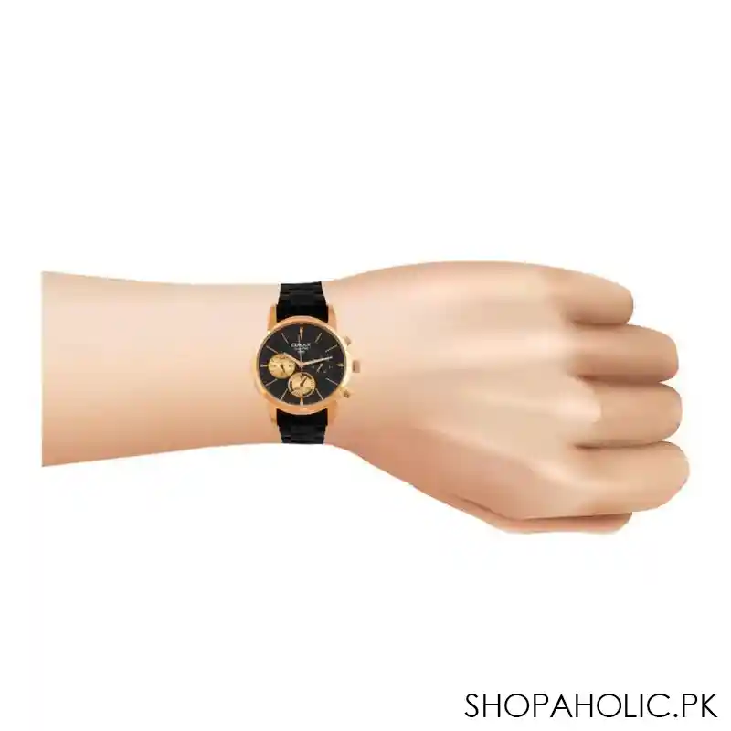 omax men's pvd rust gold round dial with black bracelet chronograph watch, fsm003u022 image2