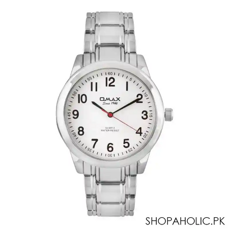 omax men's round chrome dial & bracelet analog watch, hbj977pp03 main image