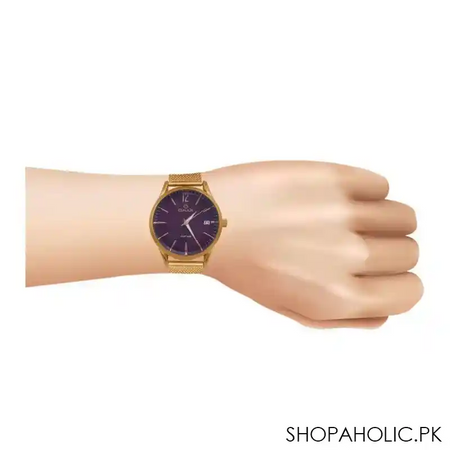 omax men's rust gold round dial with purple background & rust gold chain analog watch, vc06m52i image2