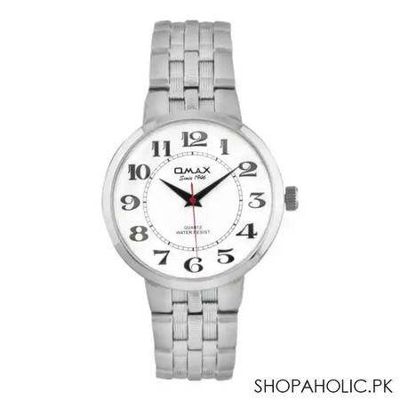 omax men's silver round dial with bracelet analog watch, hbj909pp13 main image