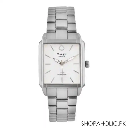 omax men's silver square dial & bracelet analog watch, hbj923ph03 main image
