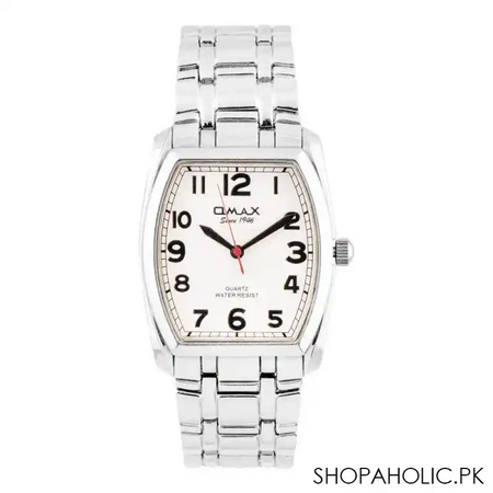 omax men's square chrome dial with bracelet analog watch, hbj917pp03 main image