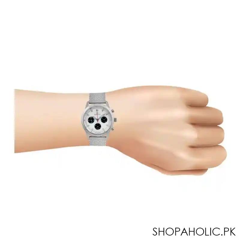 omax men's stainless steel circle white dial chronograph watch, vc01p66i image2