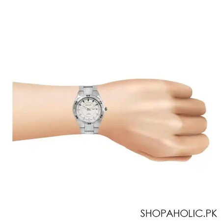 omax men's steel white round dial with chrome case & bracelet analog watch, std6p66i image2