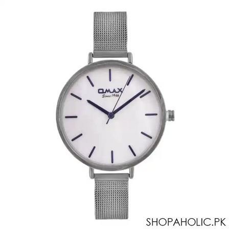 omax women's chrome round dial with bracelet analog watch, sh01p36b main image