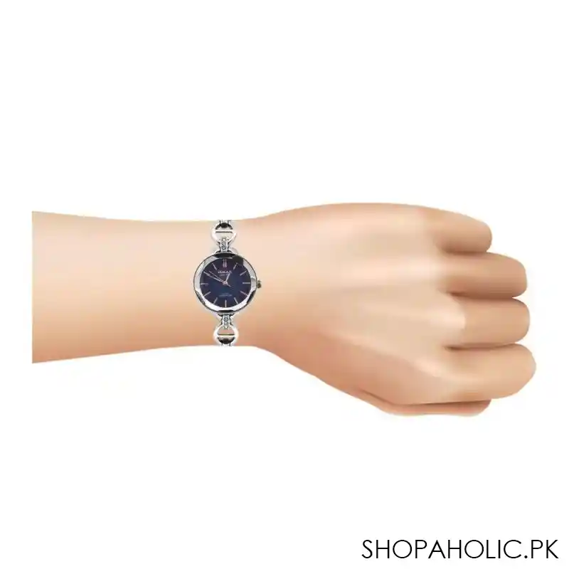 omax women's designed dial with blue background & designed bracelet analog watch, jec24n00d image2