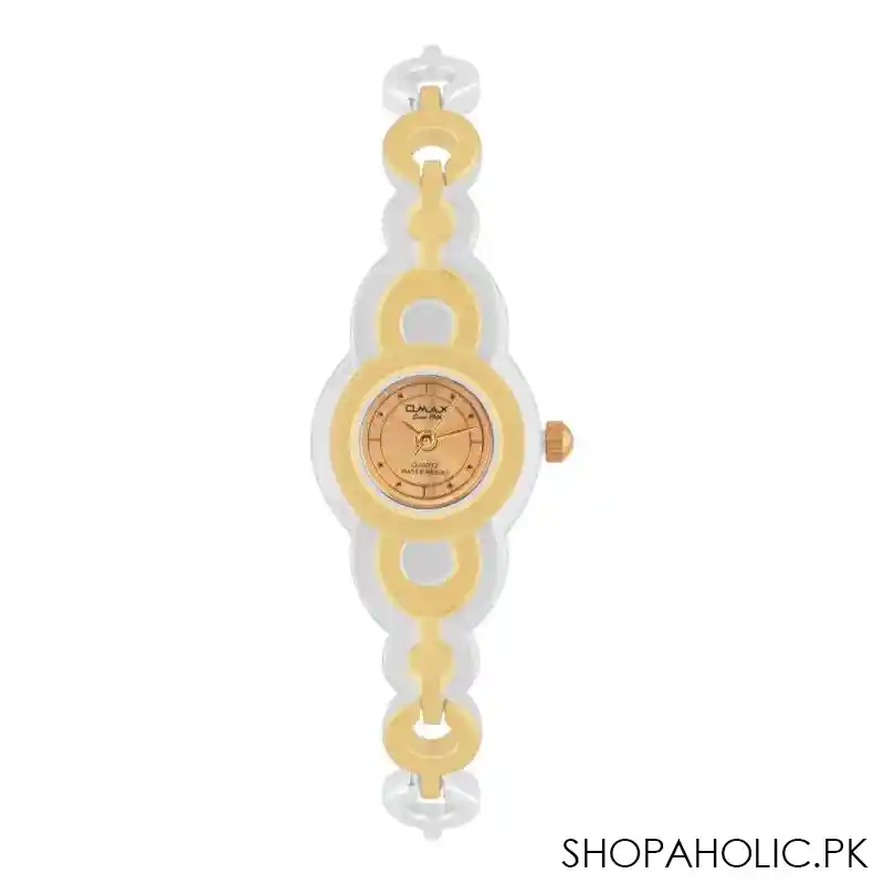 omax women's designed round dial with two tone bracelet analog watch, jjl474n001 main image