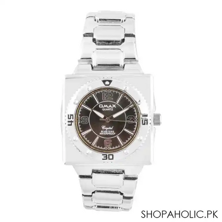 omax women's silver square dial with bracelet analog watch, dba571p002 main image