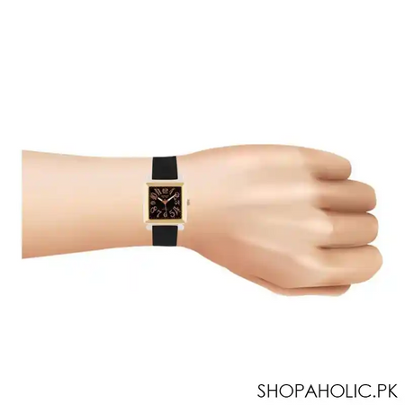 omax women's square dial with black strap analog watch, kc3369nb42 image2