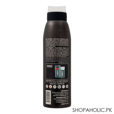 opio vault black deodorant body spray, for men, 200ml image2