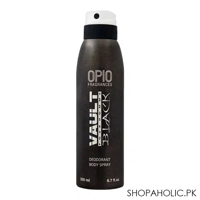 opio vault black deodorant body spray, for men, 200ml main image