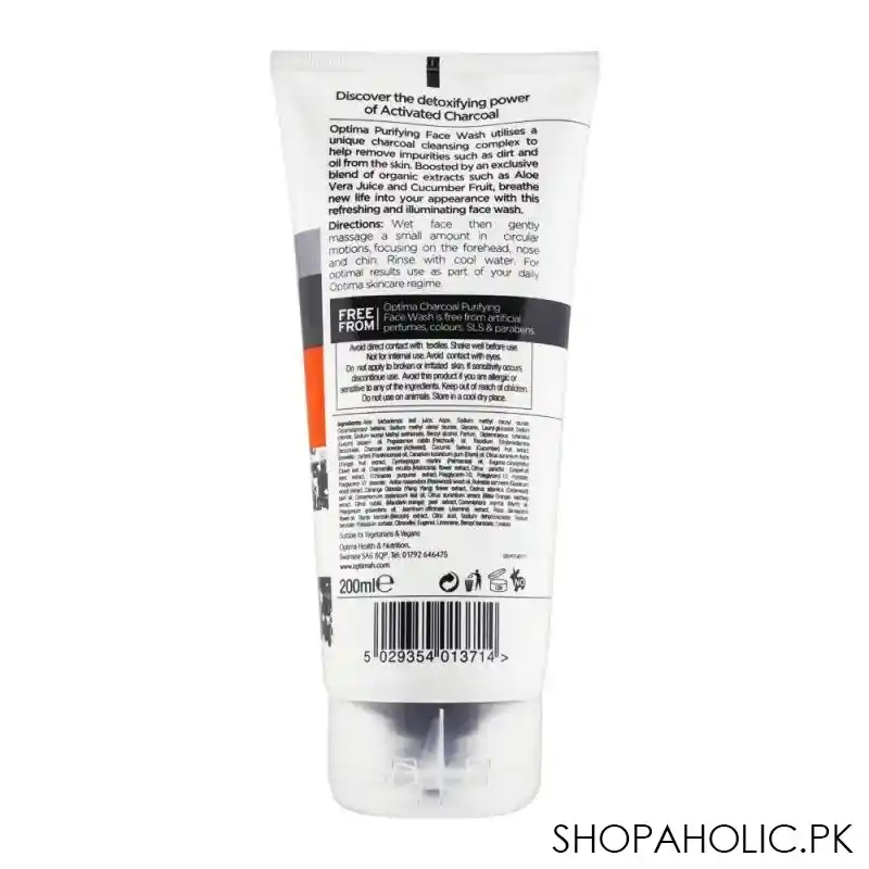 optima activated charcoal purifying face wash, 200ml image2