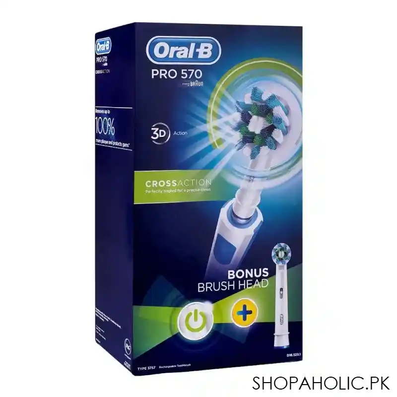 oral b pro 570 cross action limited edition rechargeable toothbrush + brush head, d16.5231.1 image2