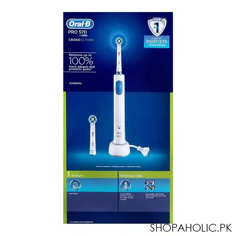 oral b pro 570 cross action limited edition rechargeable toothbrush + brush head, d16.5231.1 image3