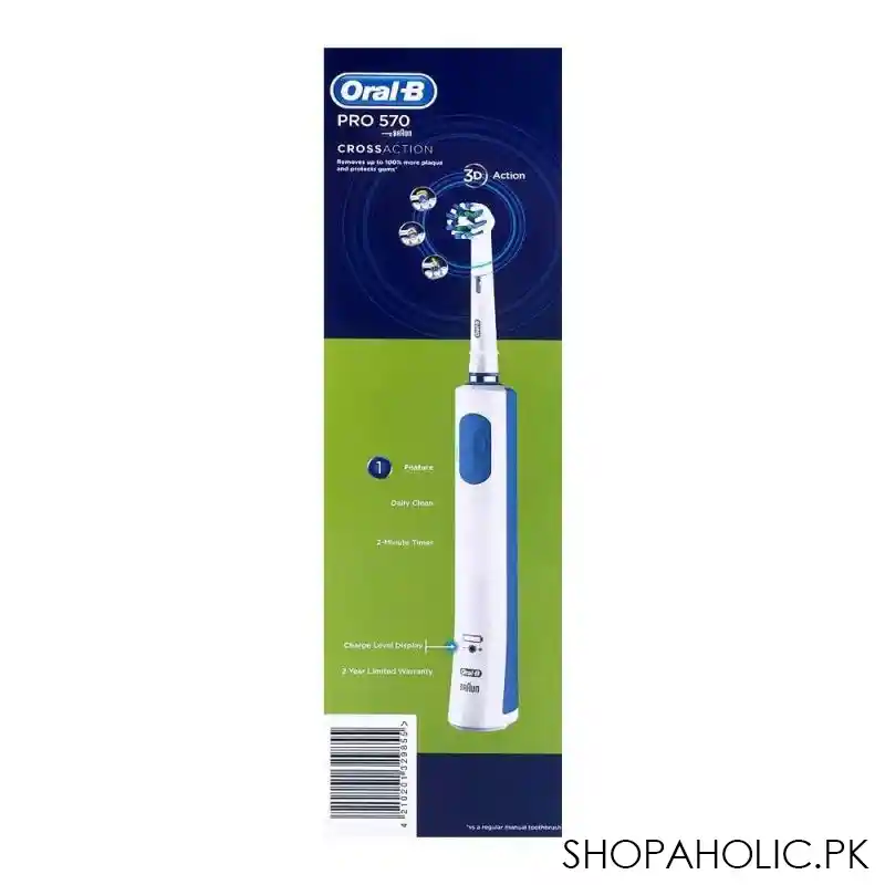 oral b pro 570 cross action limited edition rechargeable toothbrush + brush head, d16.5231.1 image5