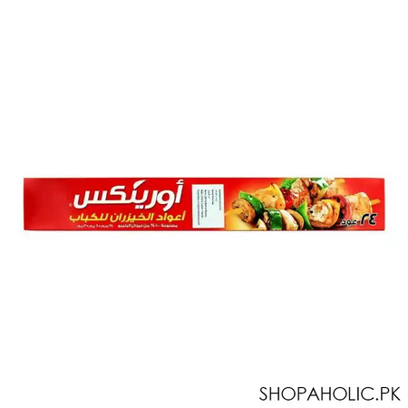 orinex kabab bamboo skewer, flat, 35cm x 9mm, 3mm, 24 pack image3