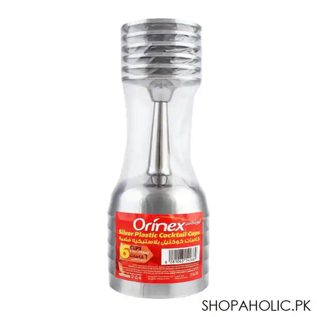 Orinex Silver Plastic Cocktail Cups, 133ml/4.5oz, 6-Pack - Main Image