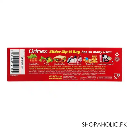 orinex slider zip lock bag, 7x8 inches, medium, 15 pack, food grade image2