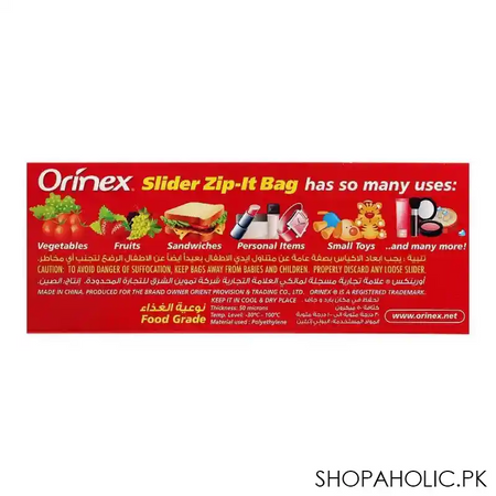orinex slider zip lock bag, 7x8 inches, medium, 15 pack, food grade image3