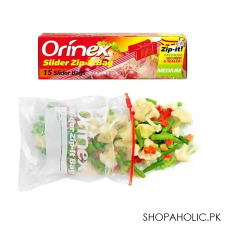 orinex slider zip lock bag, 7x8 inches, medium, 15 pack, food grade image4