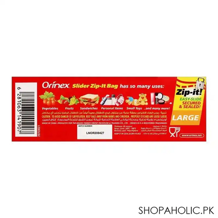 orinex slider zip lock bag, 8x7 inches, large, 15 pack, food grade image2
