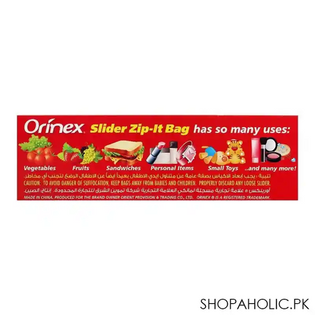 orinex slider zip lock bag, 8x7 inches, large, 15 pack, food grade image3
